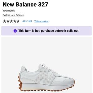 New Balance 327. Color: Sea Salt Black Gum (Women's) Size: 8